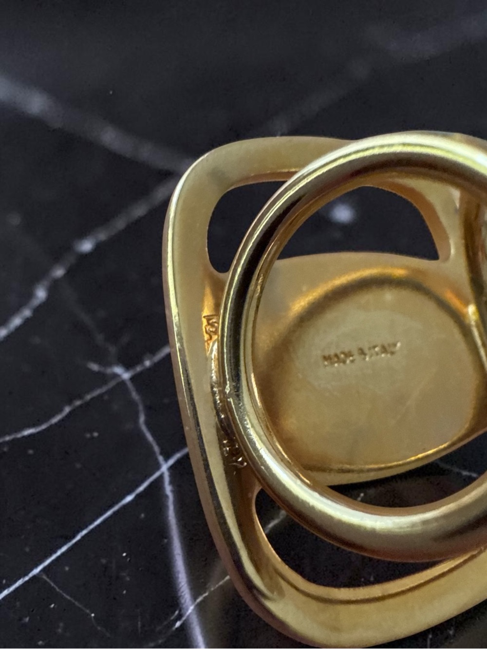Salvatore Ferragamo Gold Embossed Ferragamo Scarf Ring - Picture 3 of 5